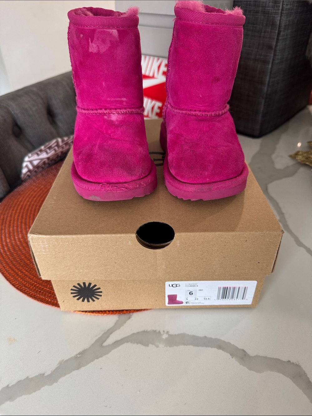 UGG Kids Suede Hot Pink Cozy Boots